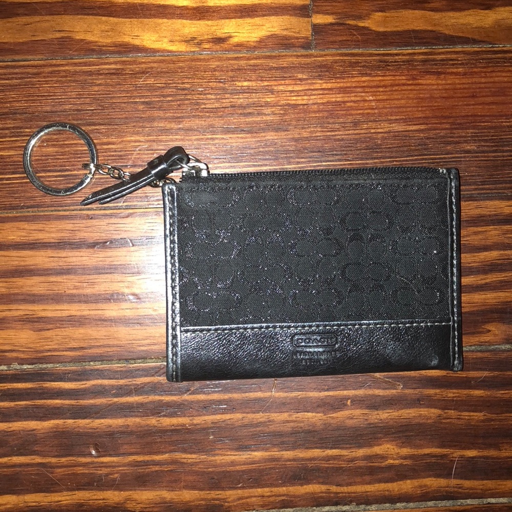 Coach signature mini coin purse keychain